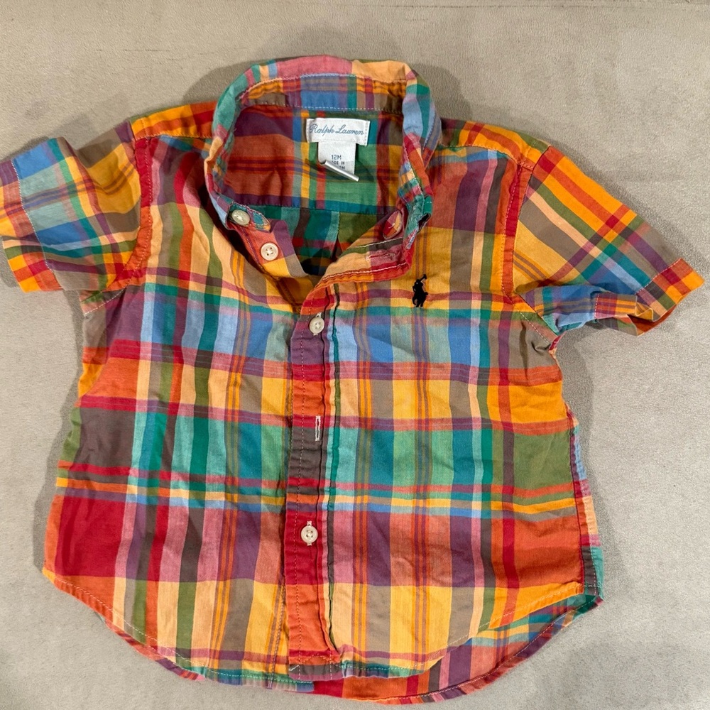 Ralph‎ Lauren Kids Multicolor Plaid Shirt Size12m